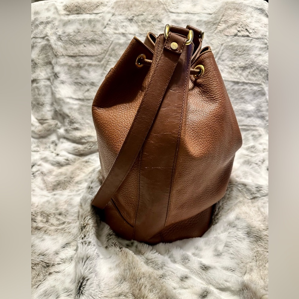 Burberry Tan Leather Drawstring Shoulder Bag - Picture 3 of 9